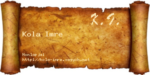 Kola Imre névjegykártya